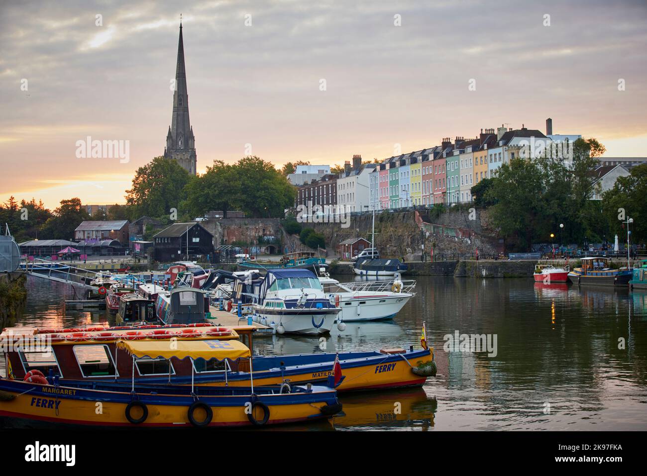 Bristol city centre, bright coloured houses on Redcliffe Parade and