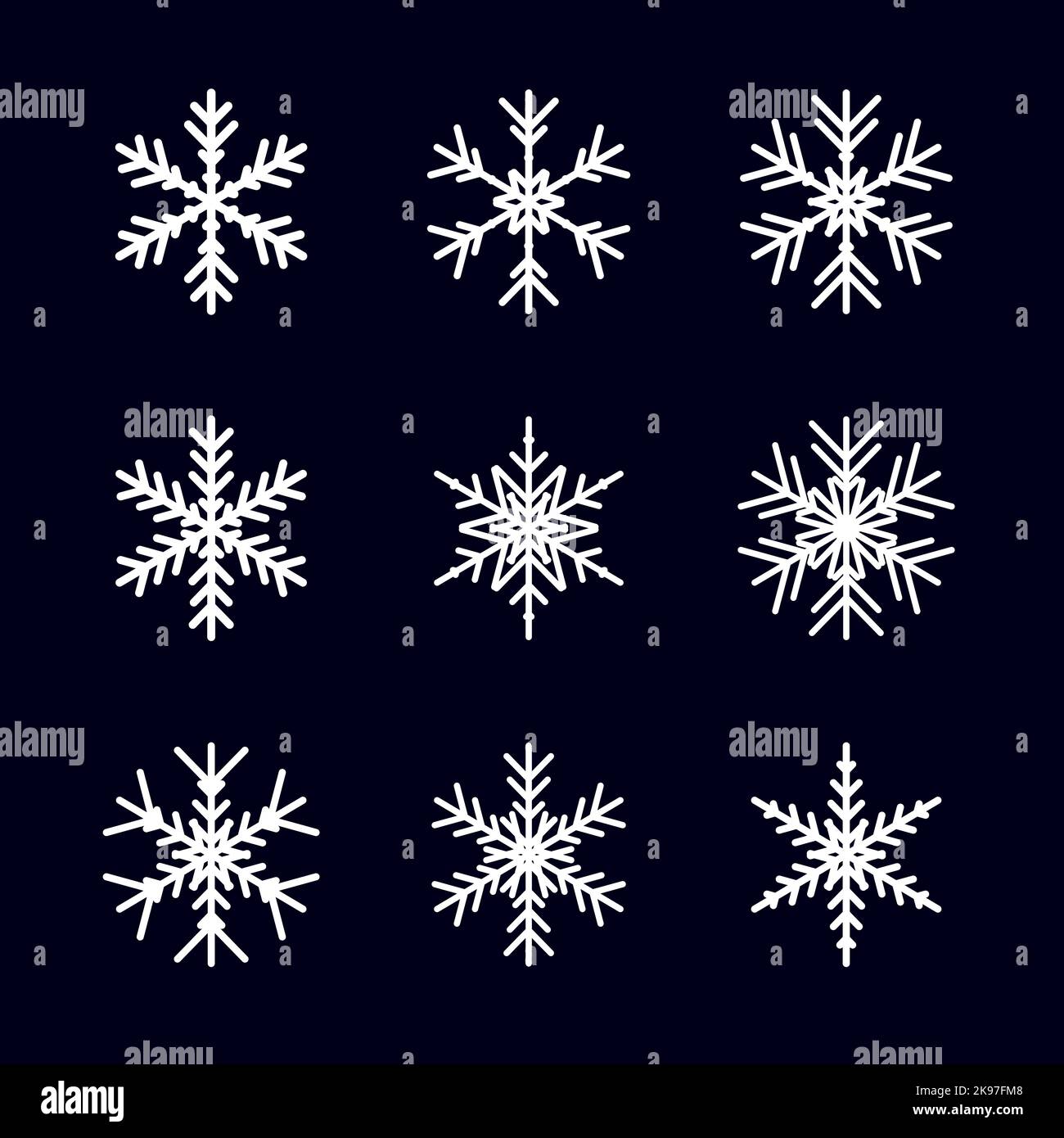 Vector set of different winter snowflakes icons  Stock Vector