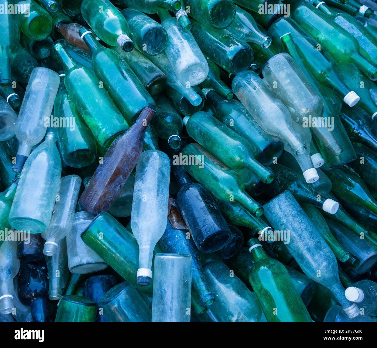 Empty green bottles Stock Photo