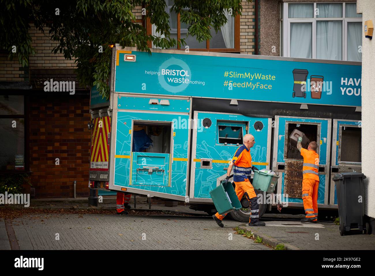 Bristol city centre, recycling, bin lorry Stock Photo Alamy