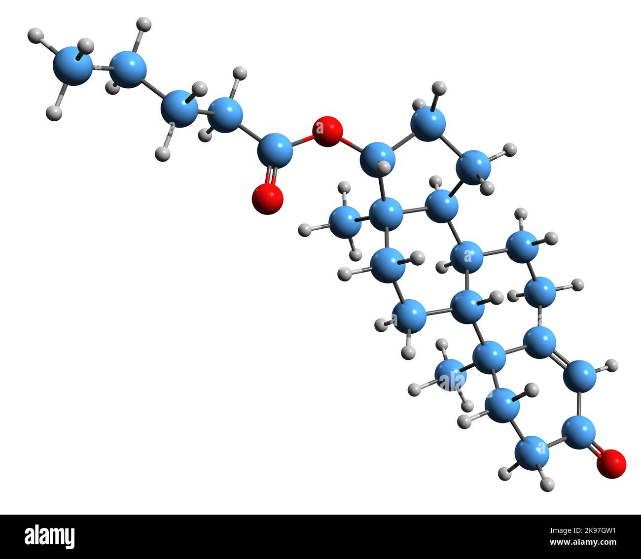 3D image of Testosterone valerate skeletal formula molecular chemical