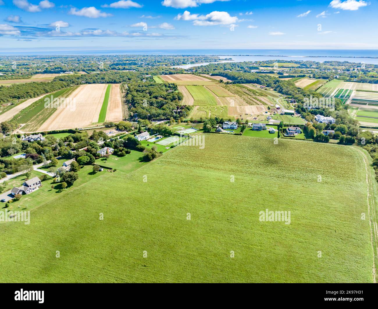 Aerial view of head of pond road and surrounding area Stock Photo
