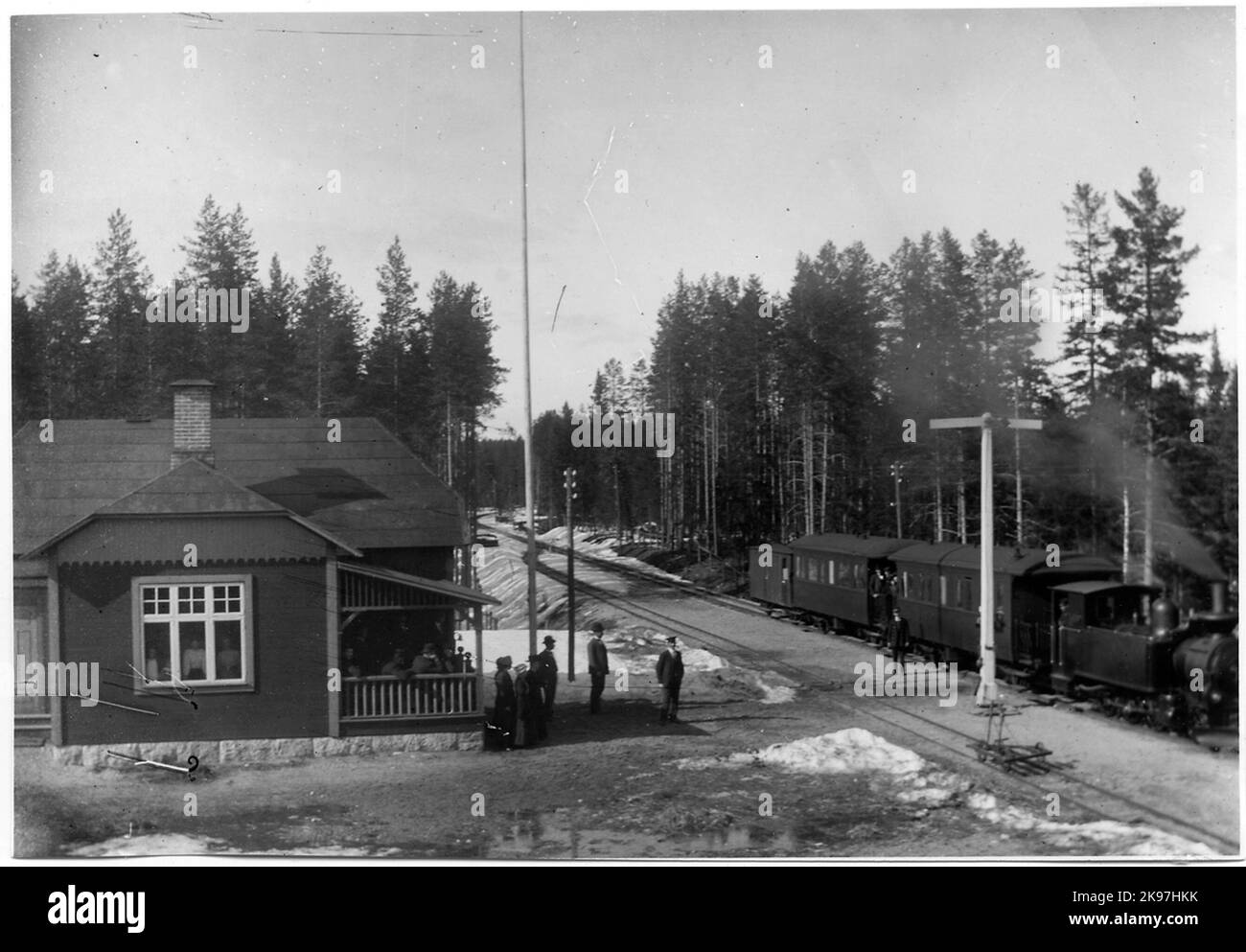 Need station with one of the two Voxna - Lobonäs Railways, Wlj Lok. Stock Photo
