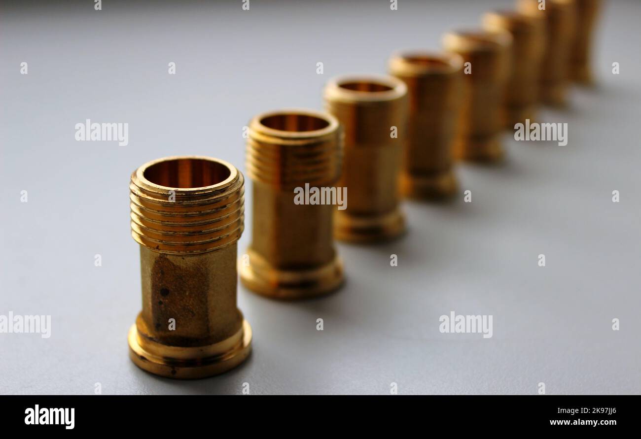 Brass Water Pipe Connectors Threaded On A One Side In A Row Studio