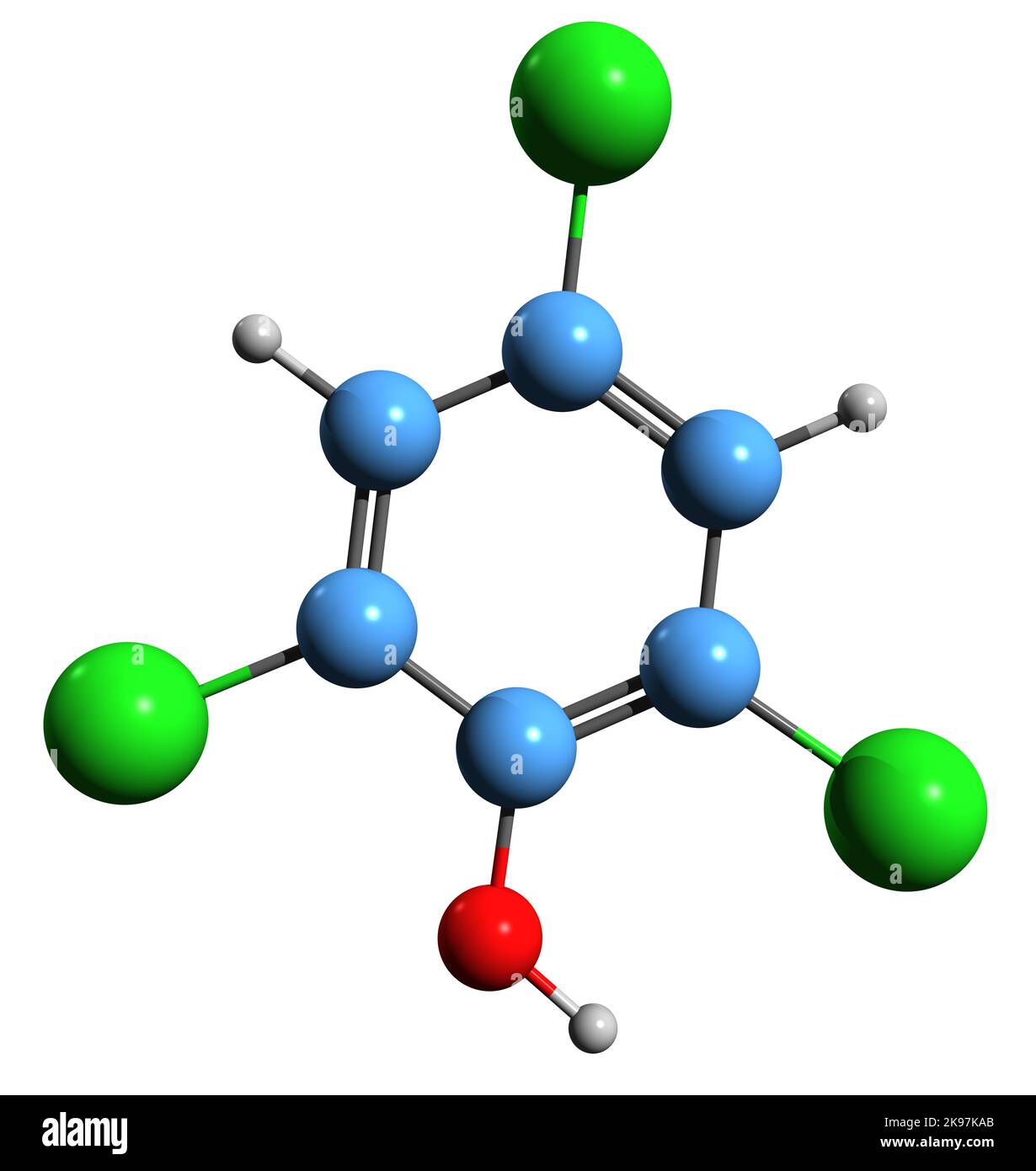 3D image of Trichlorophenol skeletal formula molecular chemical