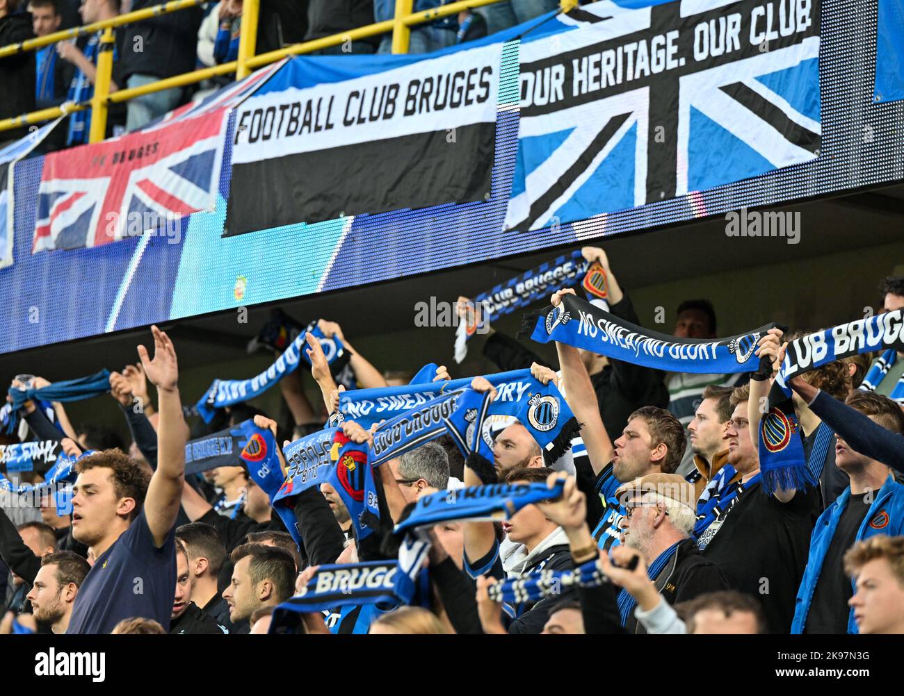 BRUGGE, BELGIUM - AUGUST 22: Fans and supporters of Club Brugge