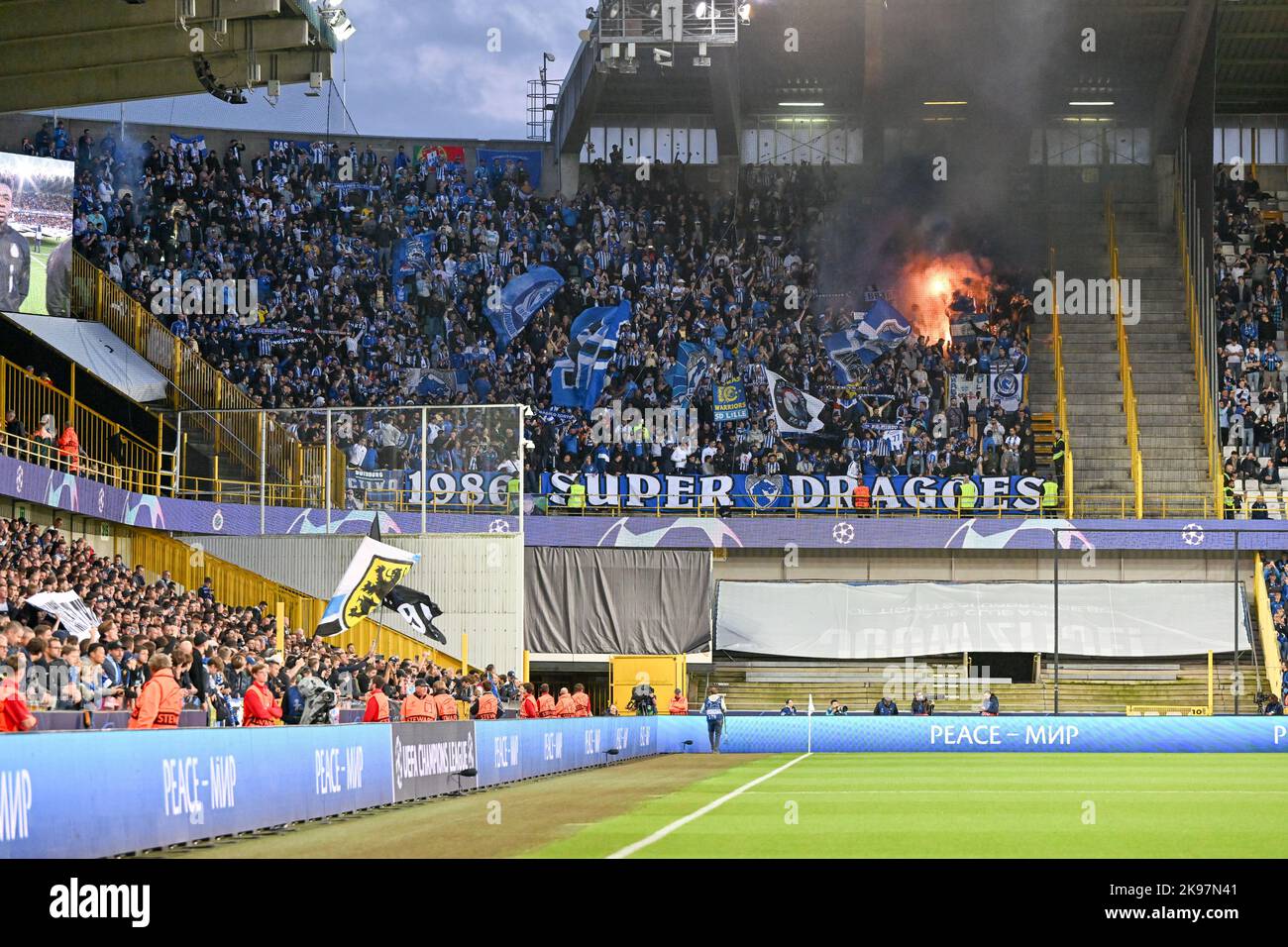 Fans and supporters of Brugge pictured during a soccer game