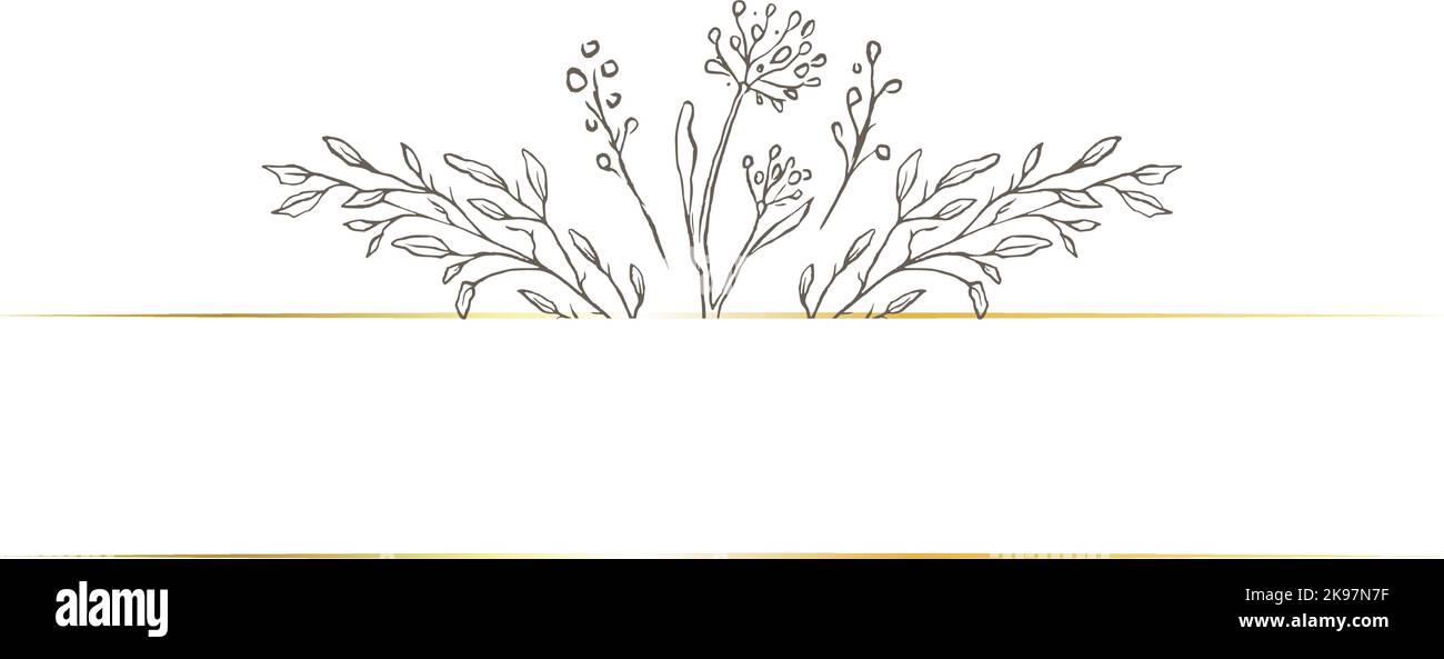 Floral gold elegant frame vector. Elegant banner card design. Stock Vector