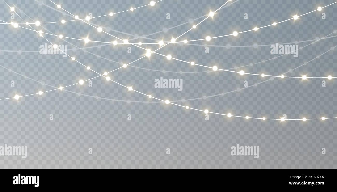 Christmas lights isolated on transparent background. Set of golden ...