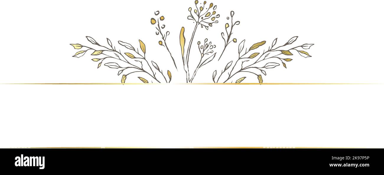Floral gold elegant frame vector. Elegant banner card design. Stock Vector