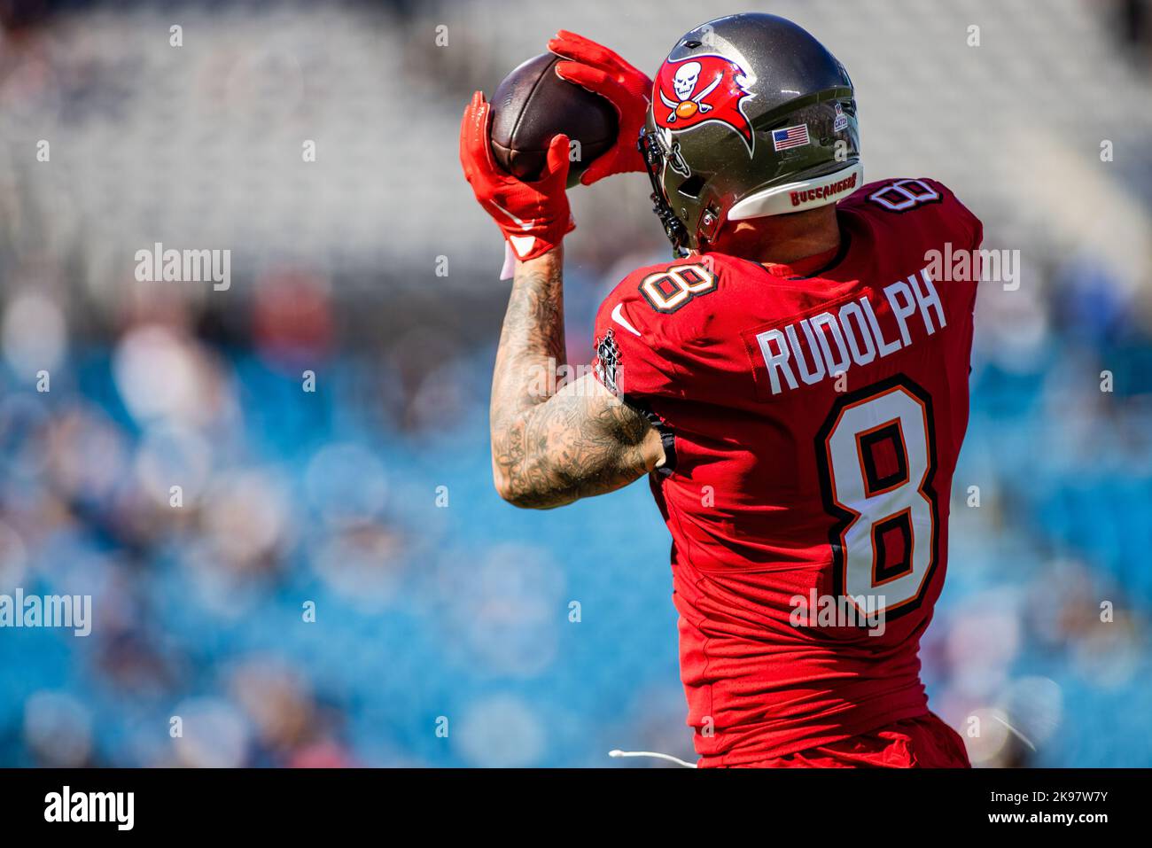 Tampa Bay Buccaneers tight end Kyle Rudolph warms up before the News  Photo - Getty Images