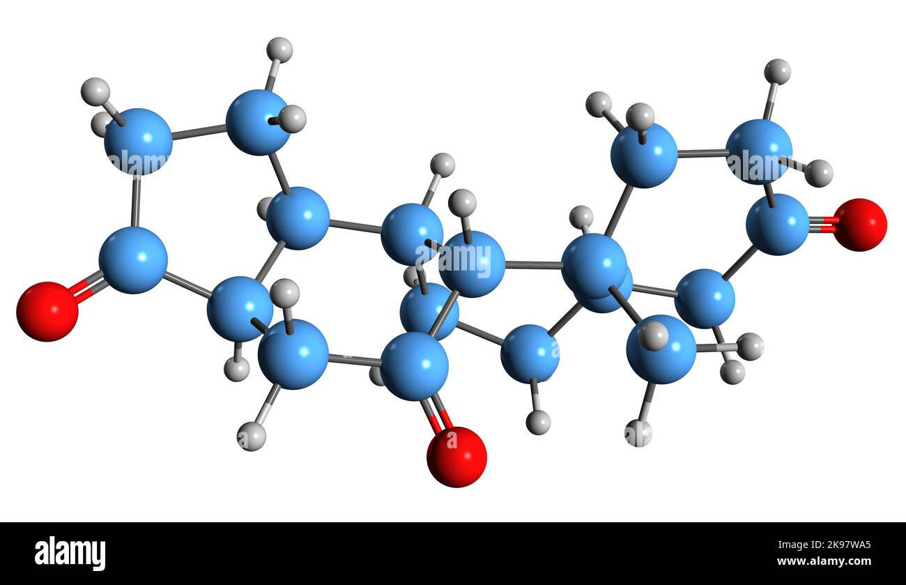 3D image of Adrenosterone skeletal formula - molecular chemical structure of  steroid hormone Reichstein's substance G isolated on white background Stock Photo