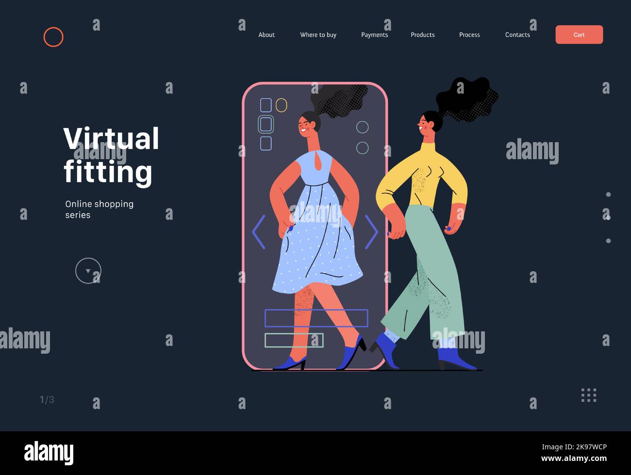 Virtual fitting Online shopping and electronic commerce web template modern flat vector