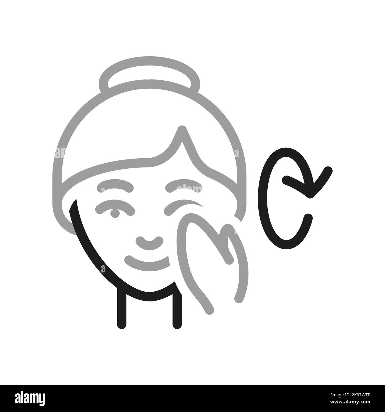 Facial skin massage, icon. The woman applies products for healthy skin ...