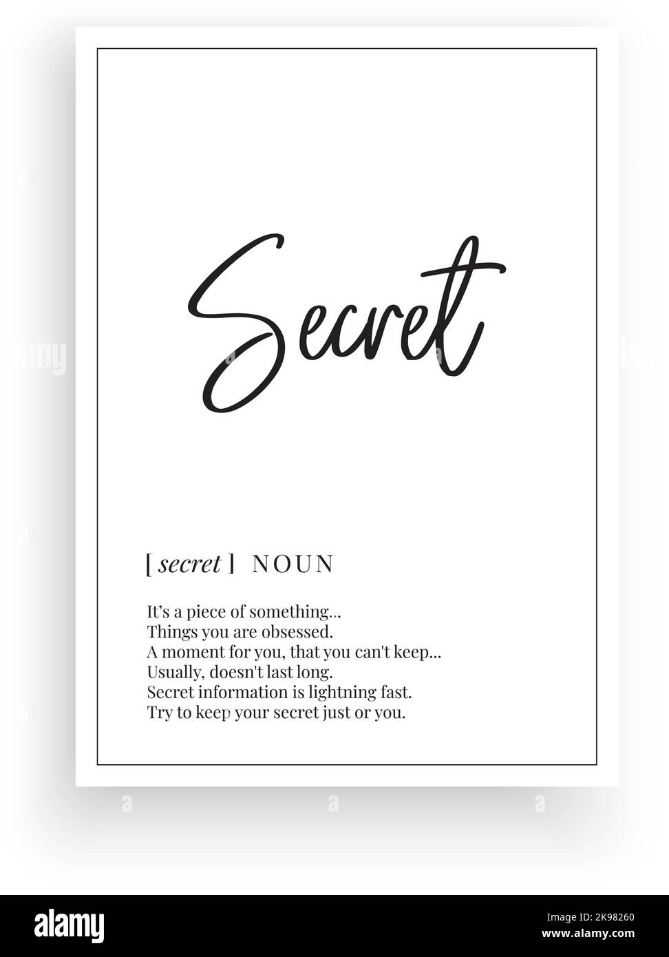 Secret definition. Minimalist wording design. Wall Decor, Wall Decals  Vector. Secret noun description, Wordings Design, Lettering Design, Art  Decor Stock Vector Image & Art - Alamy