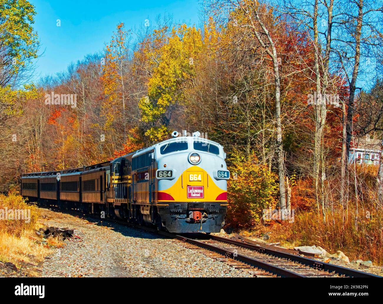 A 1948, 664 Lackawanna Diesel locomotive from Steamtown National Historic Site. Stock Photo