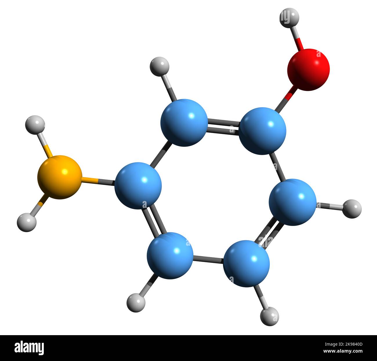 3D image of Aminophenol skeletal formula molecular chemical structure