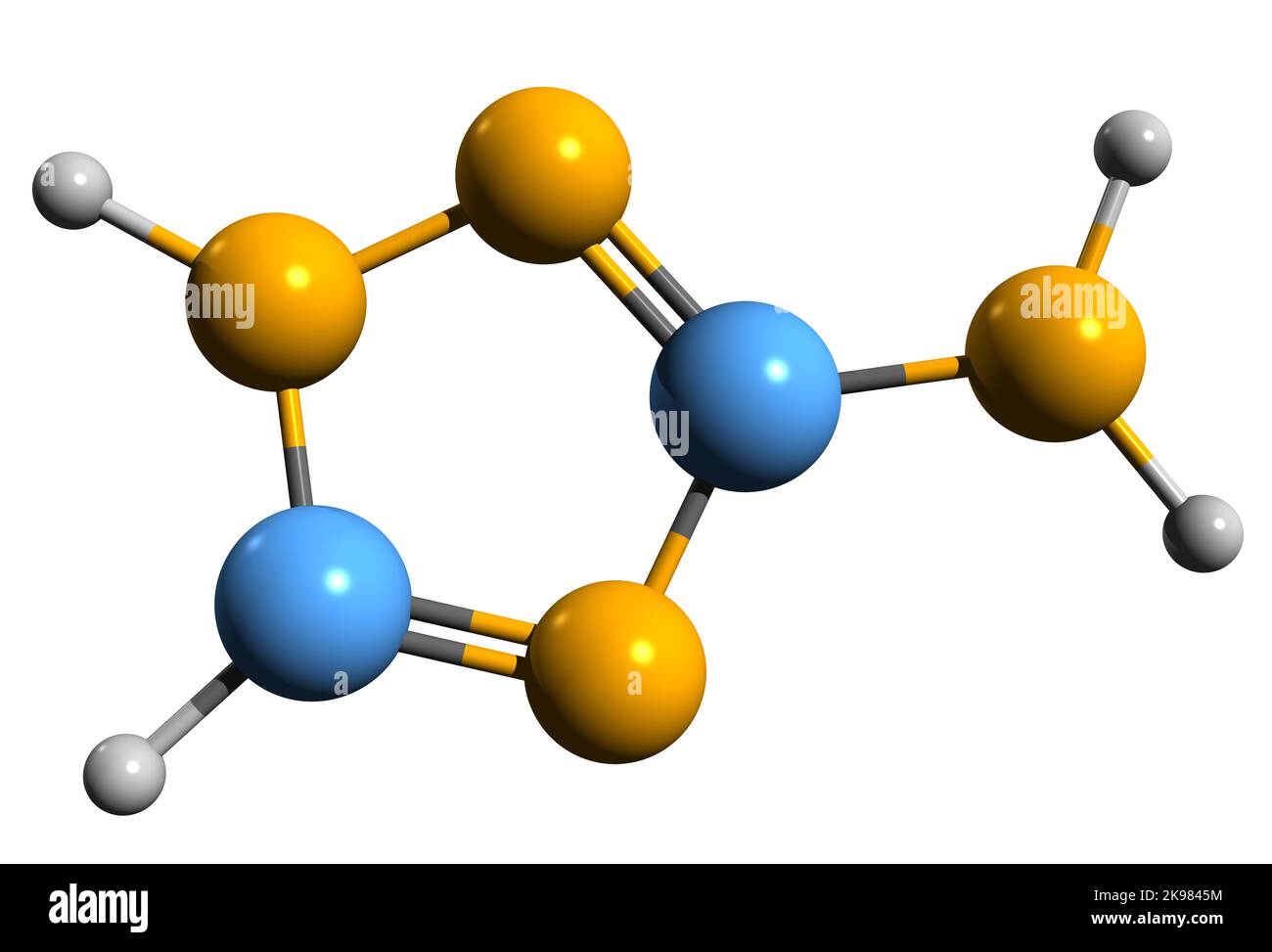 3D image of Amitrol skeletal formula - molecular chemical structure of  heterocyclic organic compound isolated on white background Stock Photo