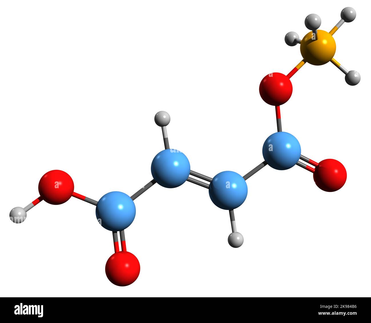 3D image of Ammonium fumarate skeletal formula - molecular chemical structure of  food additive Е368 isolated on white background Stock Photo