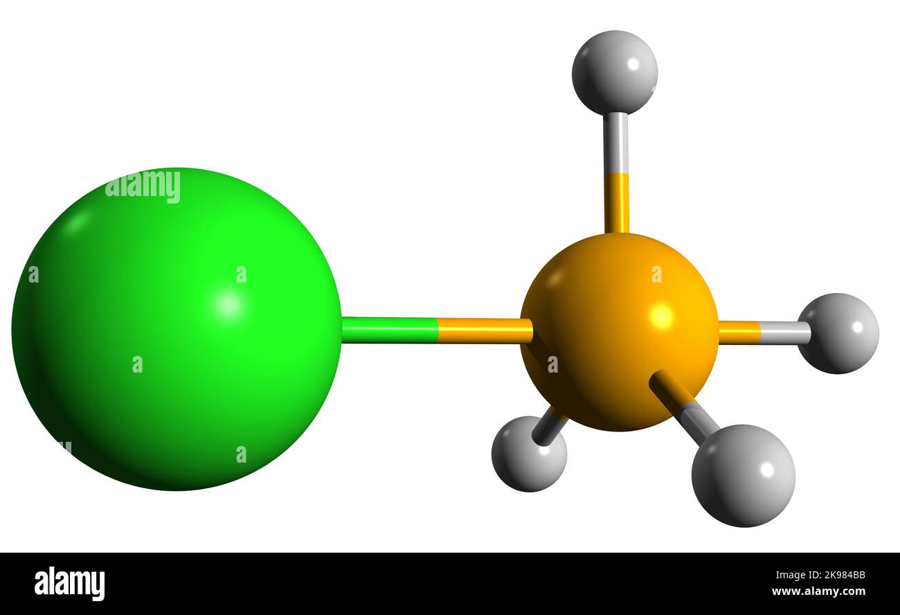 3D image of Ammonium chloride skeletal formula - molecular chemical structure of Sal ammoniac isolated on white background Stock Photo