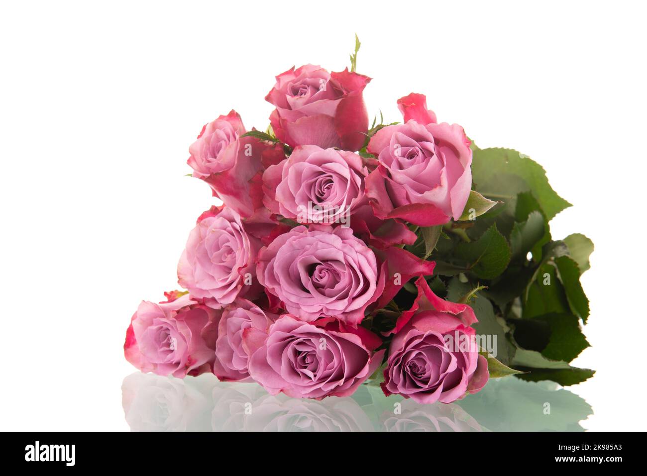 Bouquet pink roses isolated over white background Stock Photo - Alamy