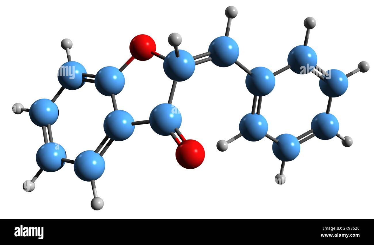 3D image of Aurone skeletal formula - molecular chemical structure of