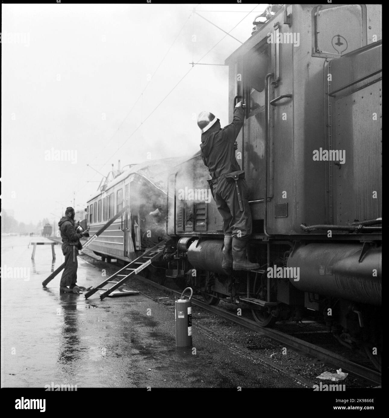 Civil defense exercise. County competition for industrial fire corps ...