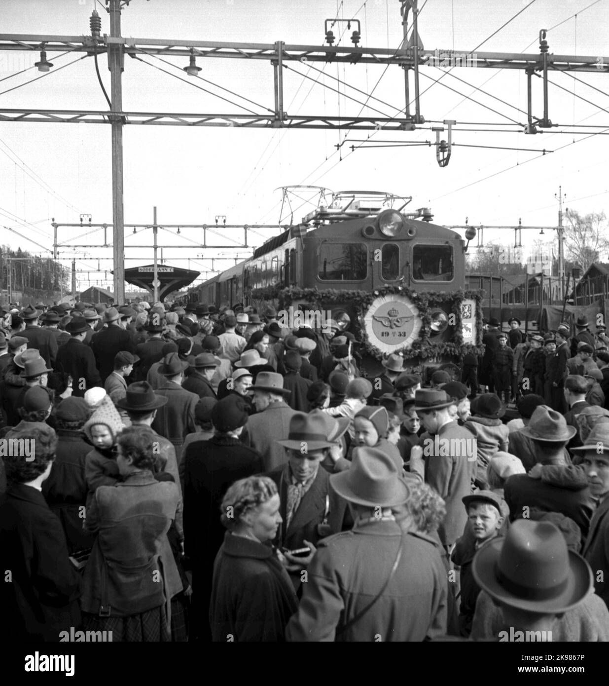 The State Railways, SJ da 810. First Electric Train Gävle-Söderhamn-Kilafors. Electrification of the Line Kilafors - Söderhamn Stock Photo