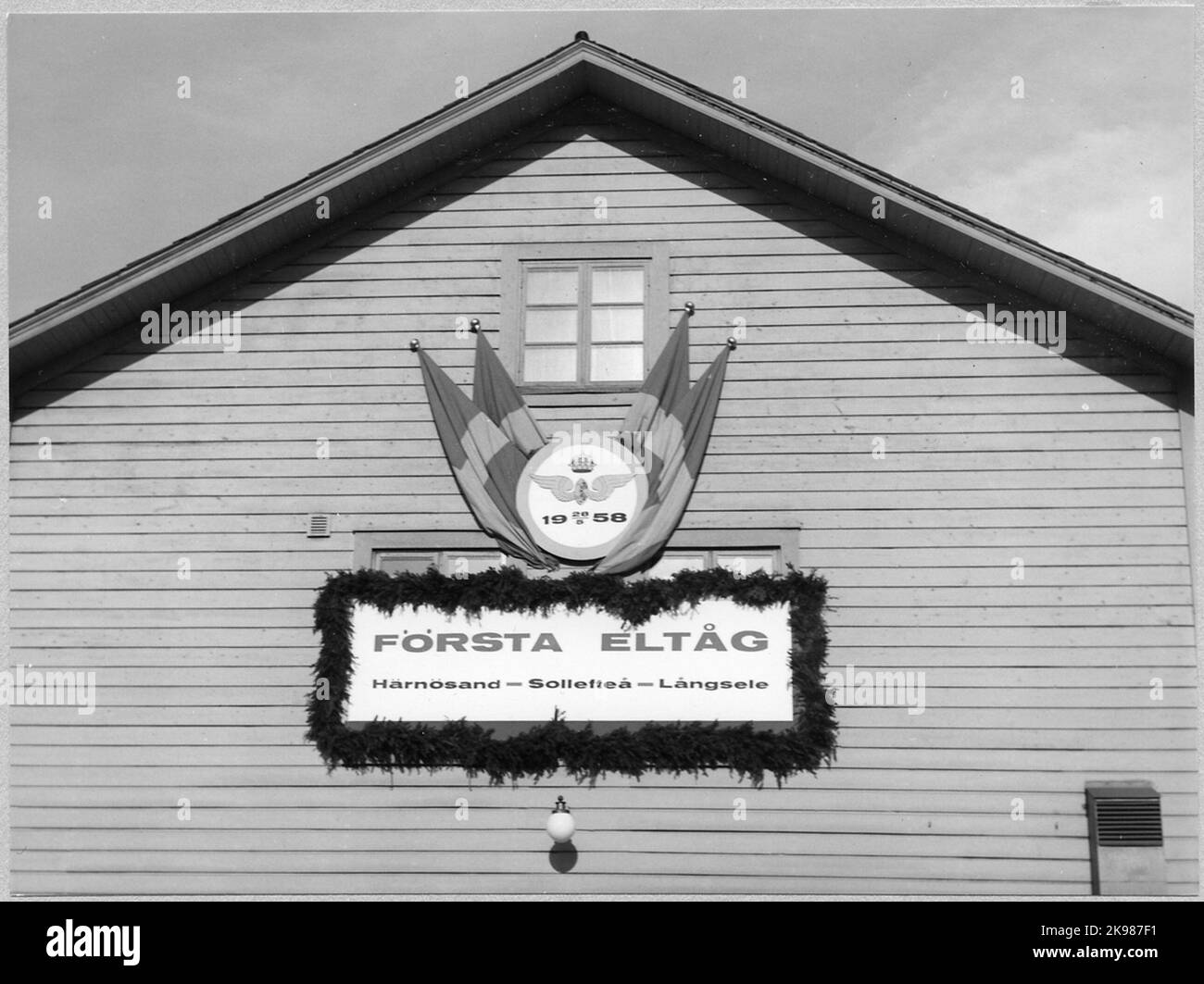 Decorations at Långsele station in connection with the inauguration of ...
