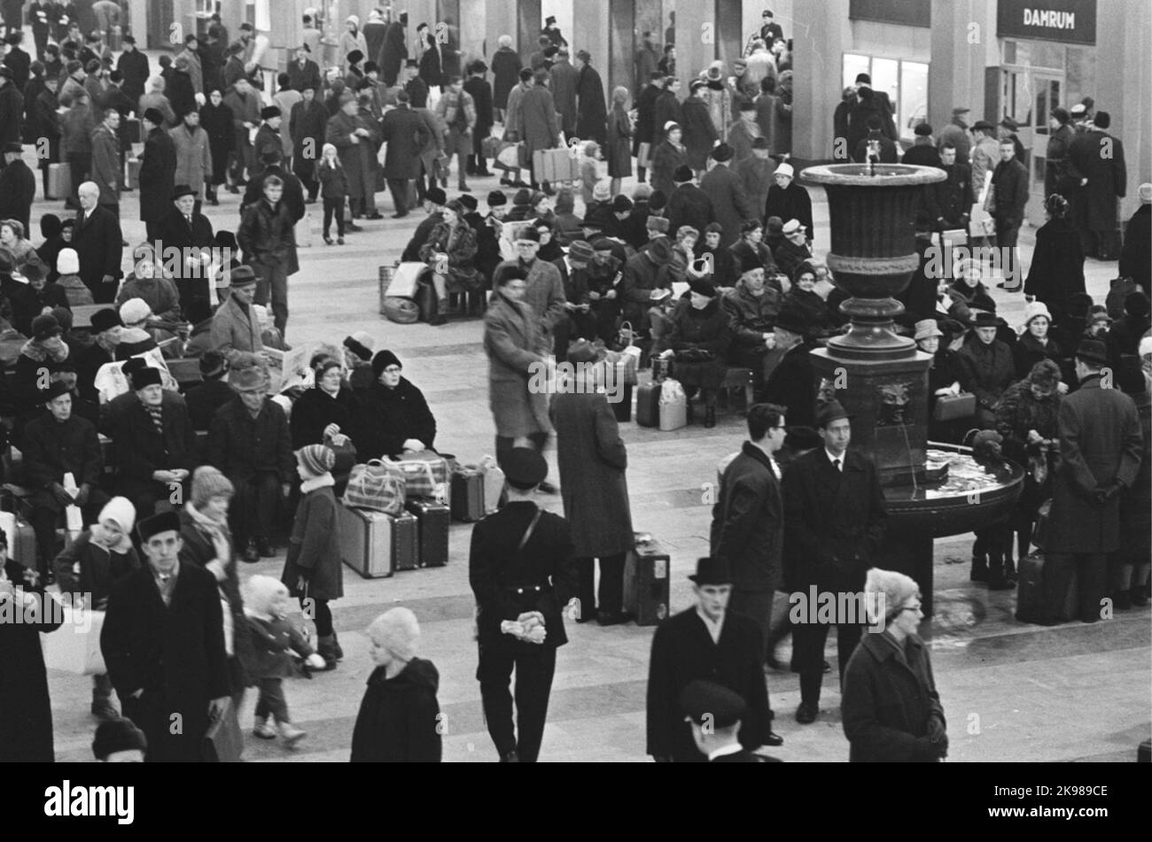 Christmas traffic, Stockholm Central Station. Stock Photo