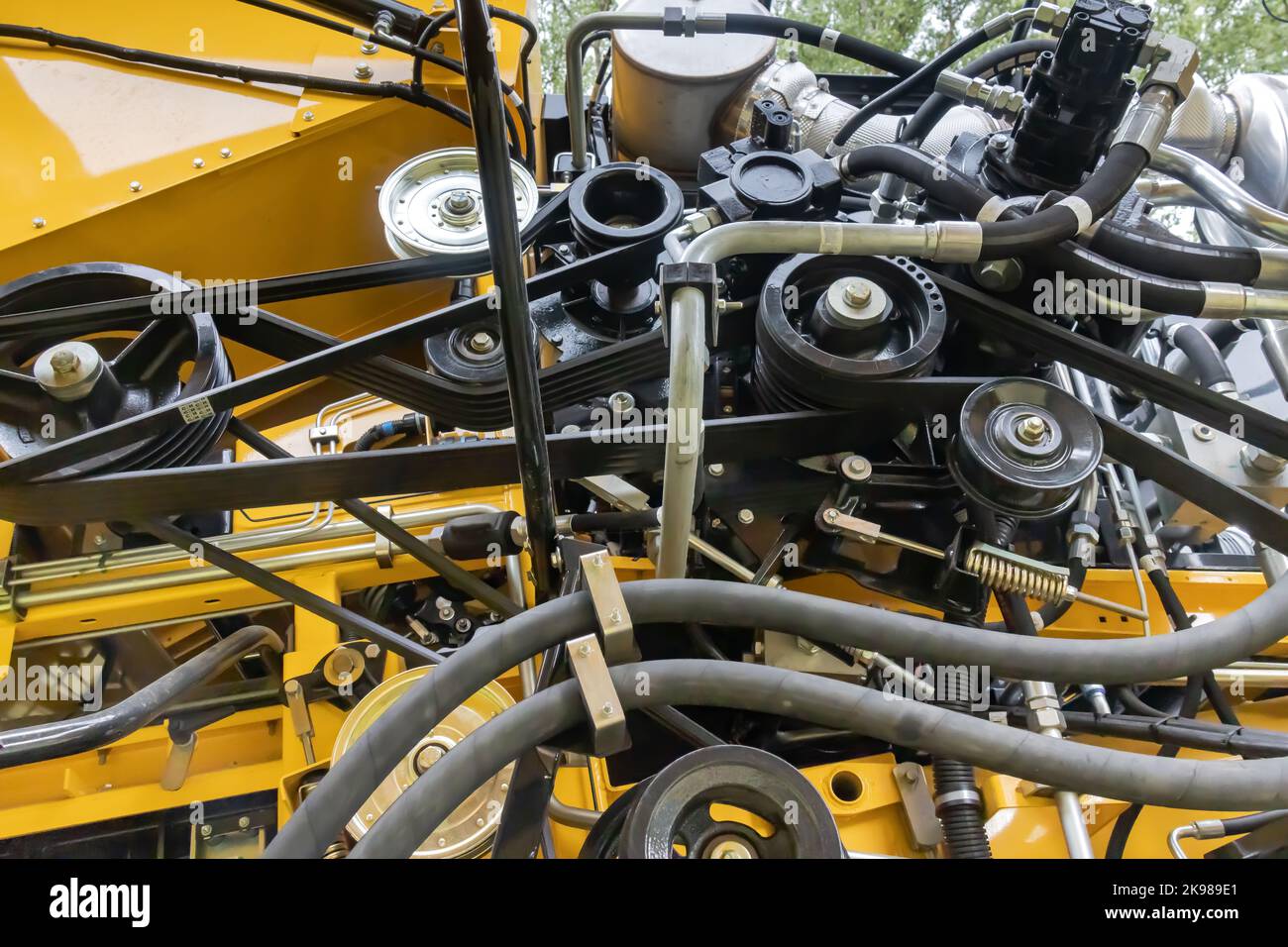 Belt Drive of the combine harvester in detail. Stock Photo