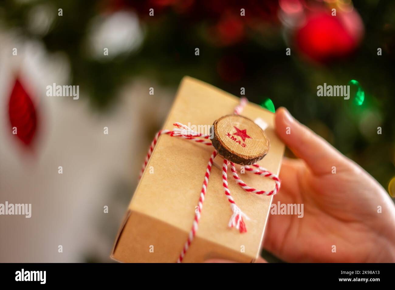 Christmas ecofriendly gift wrapping concept, zero waste