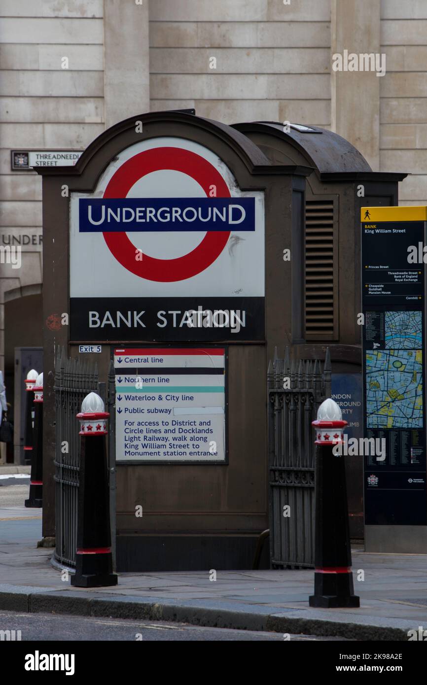 Bank Station London Underground Stock Photo