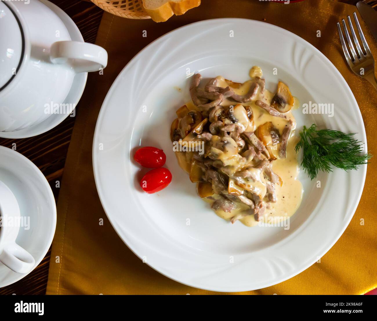 Delicious beef stroganoff with gravy Stock Photo Alamy