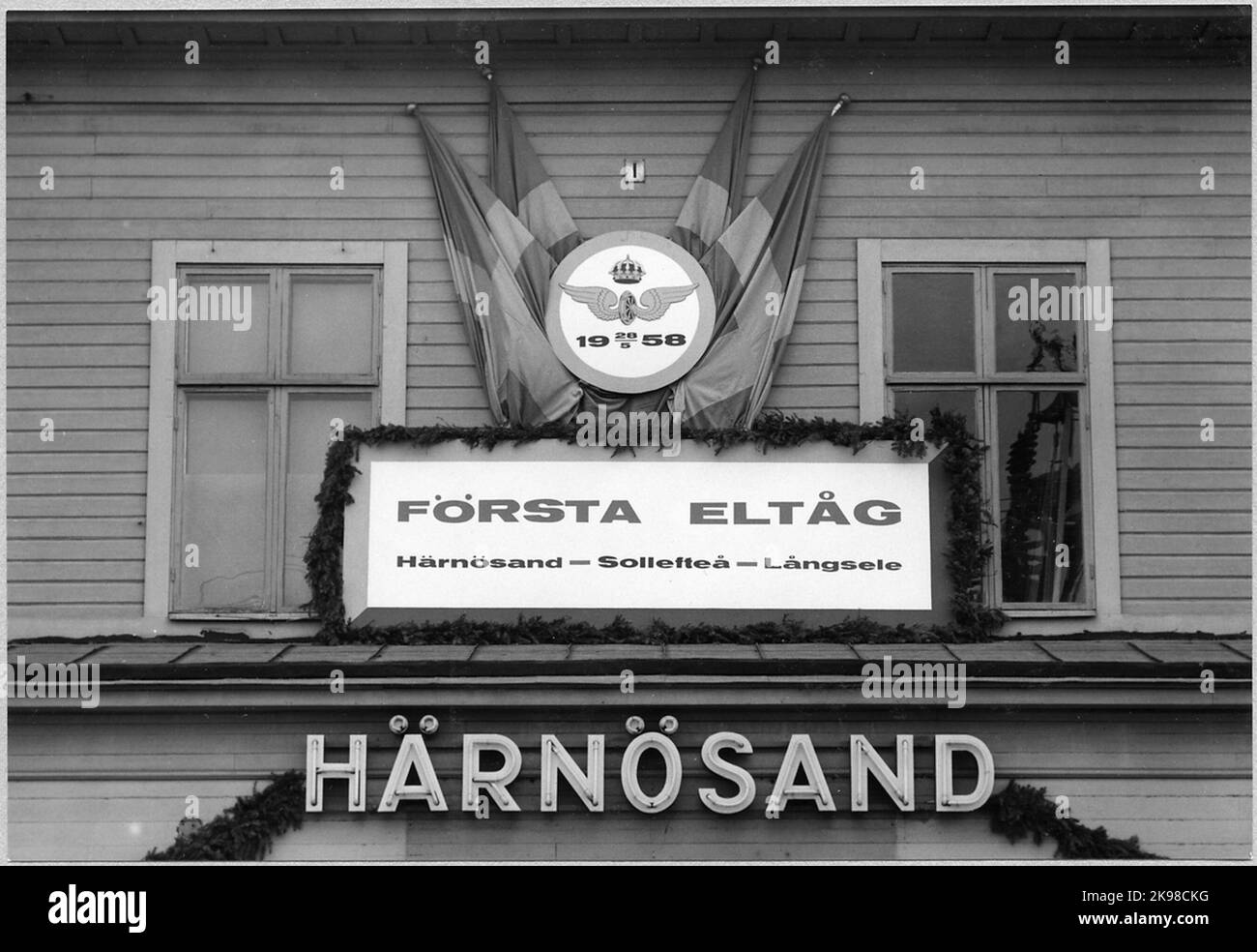 Härnösand Railway station decorated in connection with the inauguration ...