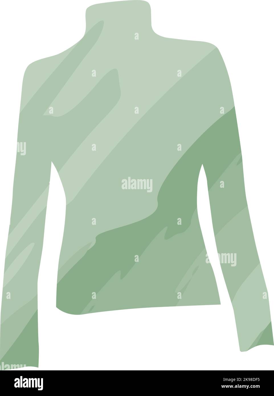 Warm soft wintery sweater in a watercolor manner with blur pattern in trendy green hues. Isolate. Sticker. Icon. Suitable for price tag, label, invitation cards poster, flyers. Vector. EPS Stock Vector