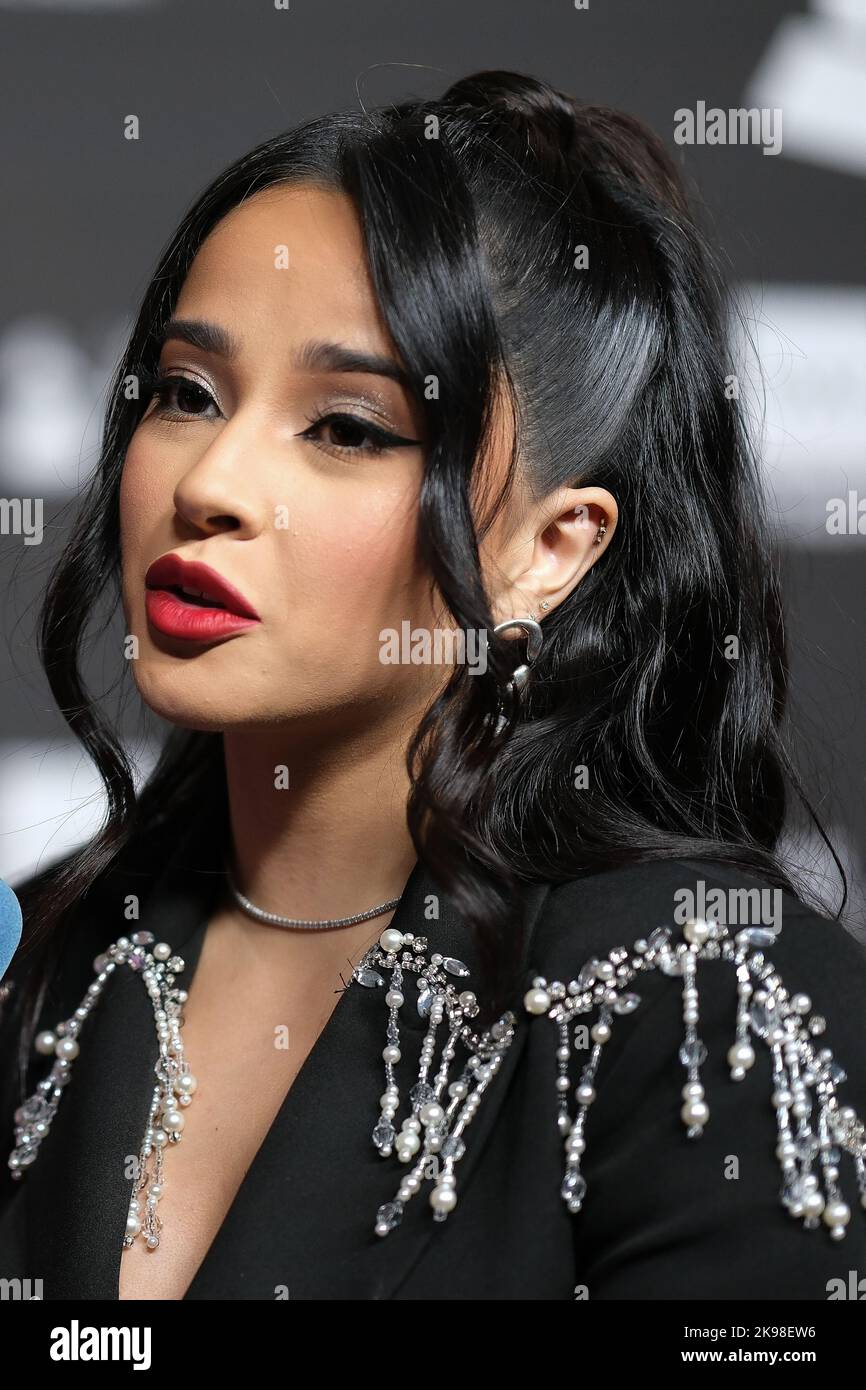 Madrid, Spain. 26th Oct, 2022. American singer Rebbeca Marie Gómez?, known artistically as Becky G poses during the photocall of the Latin Grammy Acoustic Concert to honor this year's Latin GRAMMY nominees at the Plaza de Toros de las Ventas in Madrid. Credit: SOPA Images Limited/Alamy Live News Stock Photo