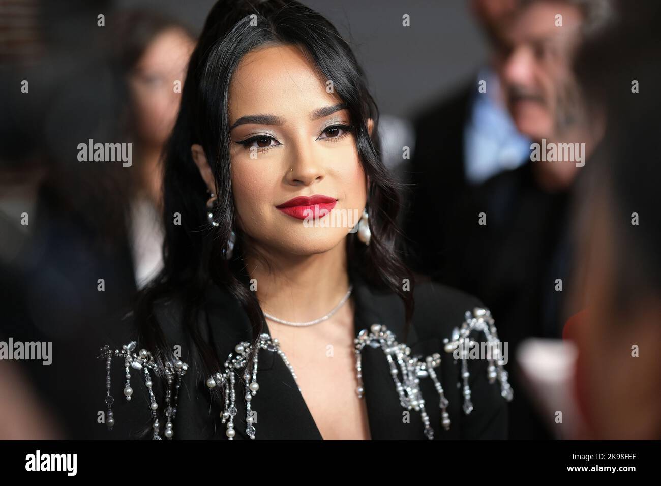 Madrid, Spain. 26th Oct, 2022. American singer Rebbeca Marie Gómez?, known artistically as Becky G poses during the photocall of the Latin Grammy Acoustic Concert to honor this year's Latin GRAMMY nominees at the Plaza de Toros de las Ventas in Madrid. (Photo by Atilano Garcia/SOPA Images/Sipa USA) Credit: Sipa USA/Alamy Live News Stock Photo