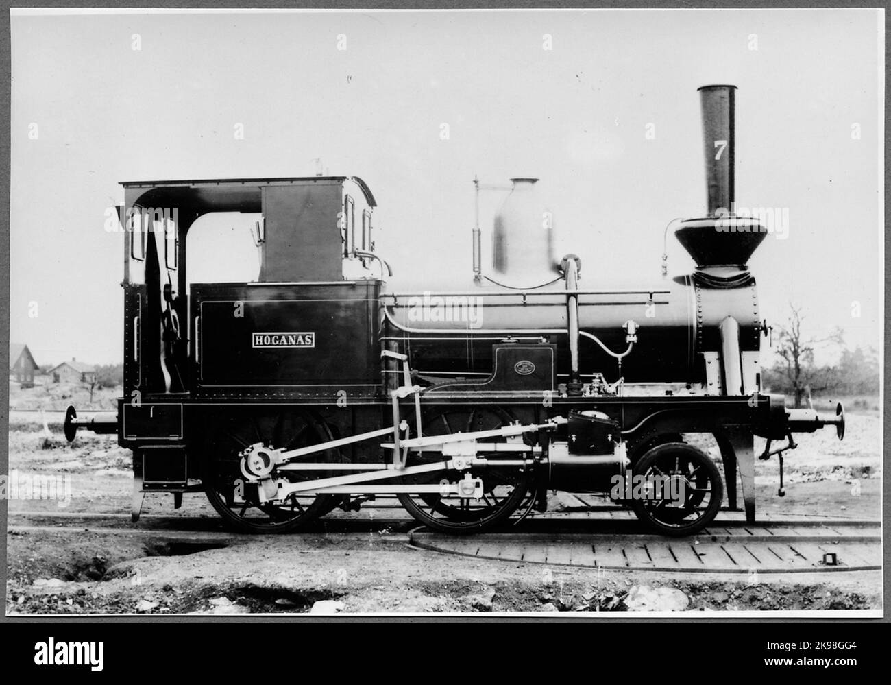 Delivery photo, Skåne Halaland Railway, Shj Lok 7 'Höganäs', made in 1884 by Nohab. In 1896, the locomotive was sold to the State Railways and got Littera SJ VKBI 501. It was scrapped in 1935. Stock Photo