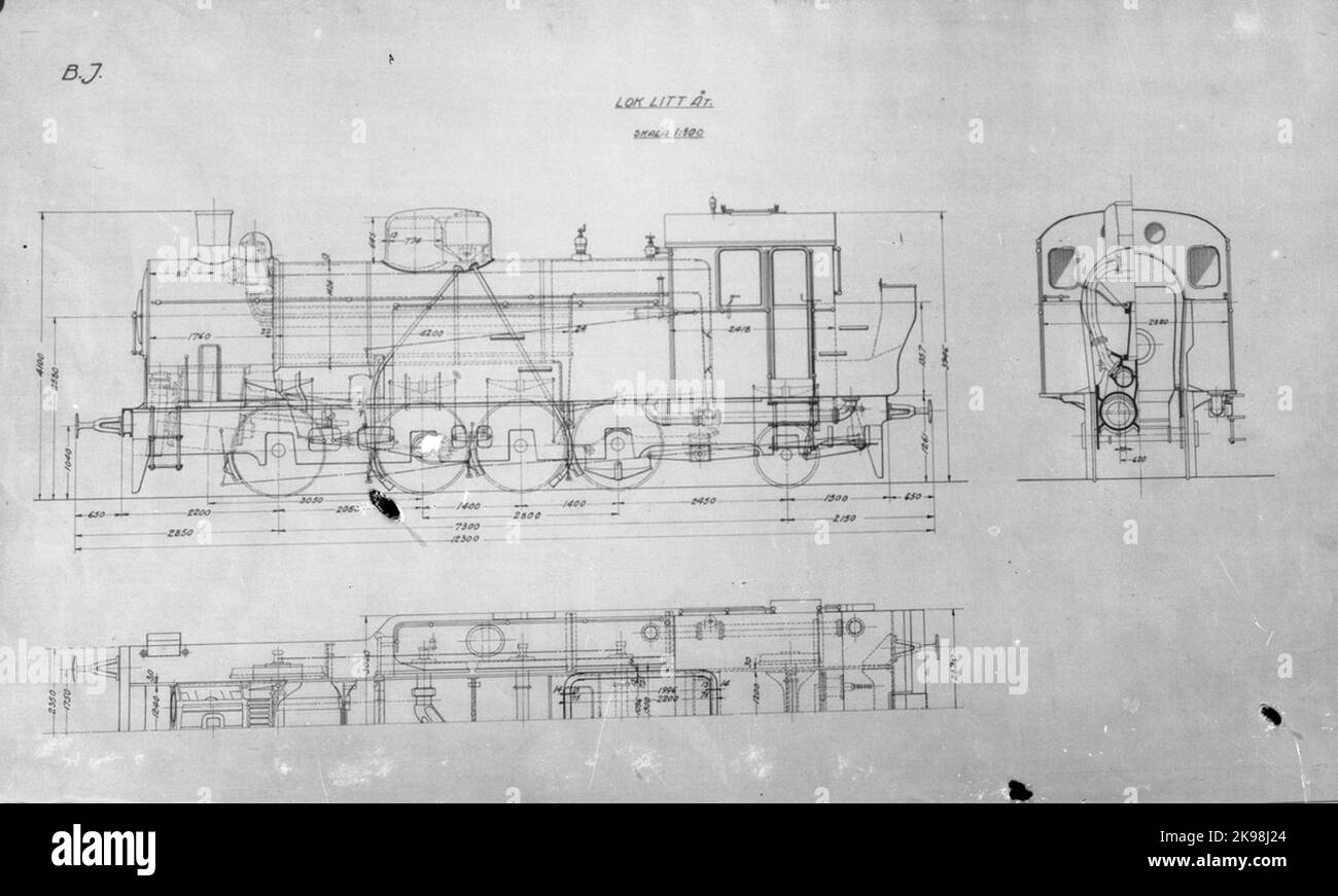 Drawing BJ steam locomotive litte The three BJ for locomotives were