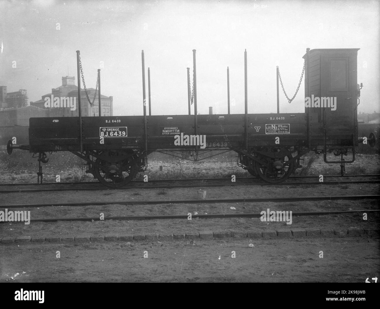 Bergslager's Railways, BJ N3 6439. Post Carriage with Bromshytt. Kockums Mechanical Verkstads AB Stock Photo