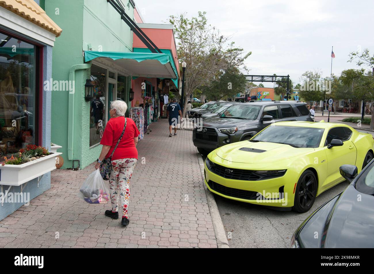 Main shopping street in Dunedin, Florida, USA Stock Photo Alamy