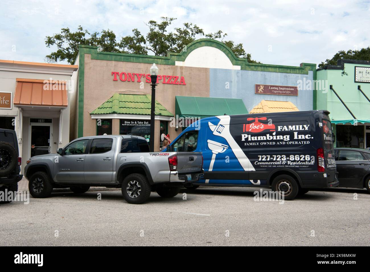 Main shopping street in Dunedin, Florida, USA Stock Photo Alamy