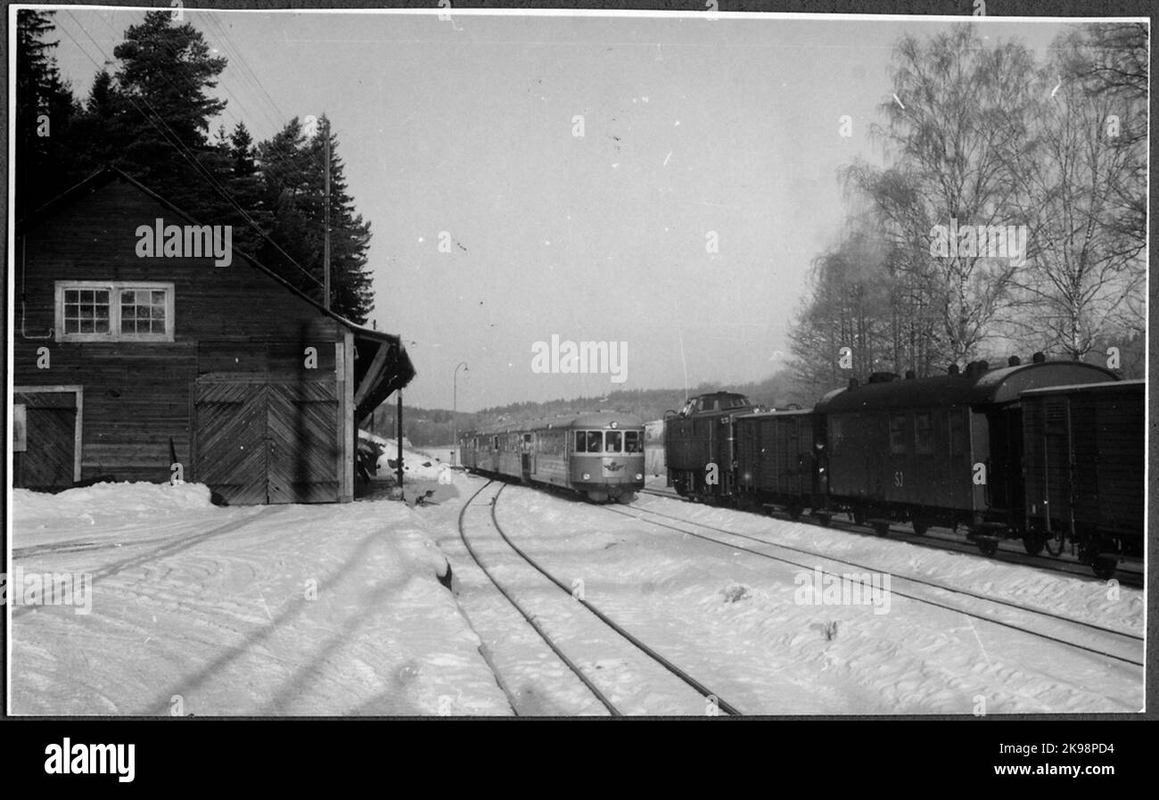 Train meeting in Verkebäck, the State Railways, SJ YP and SJ TP Stock ...