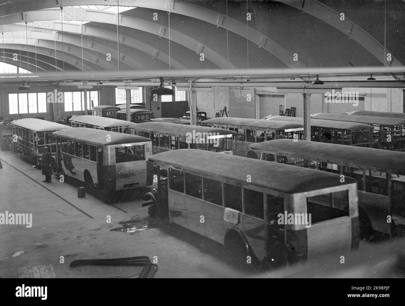 The Bus Hall. Aktiebolaget Svenska Railway Workshops, ASJ. Stock Photo