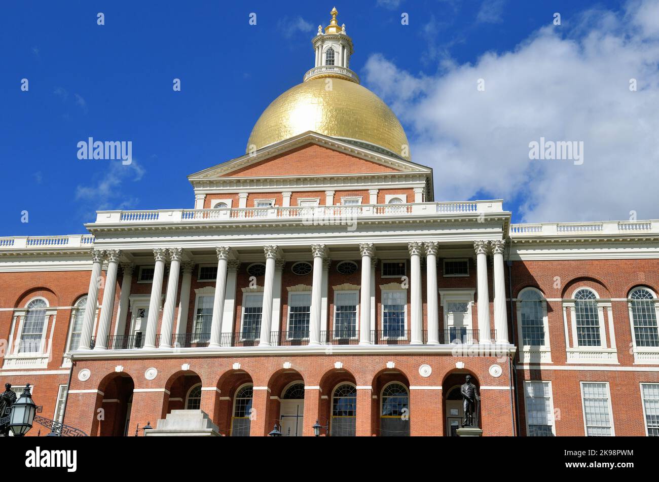 Boston Massachusetts, USA. The Massachusetts State House (also known as the Massachusetts Statehouse and New State House). Stock Photo