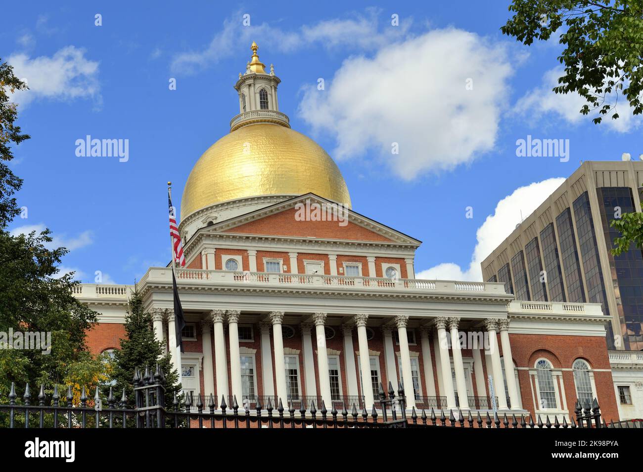 Boston Massachusetts, USA. The Massachusetts State House (also known as the Massachusetts Statehouse and New State House). Stock Photo