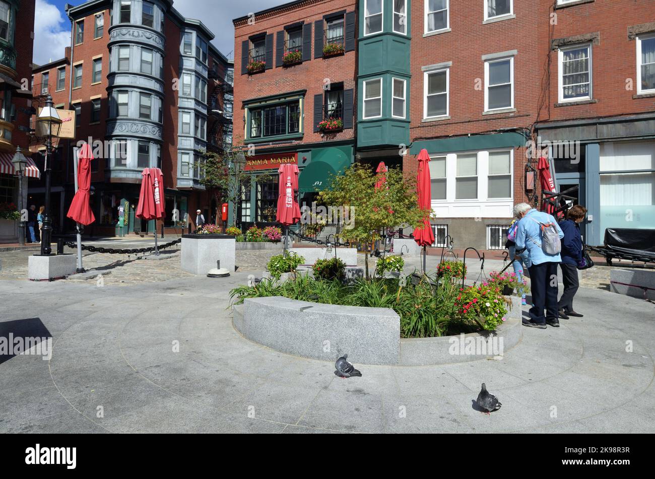 Boston, Massachusetts, USA. North Square in Boston's North End neighborhood. The predominantly Italian-American neighborhood is the oldest in the city. Stock Photo