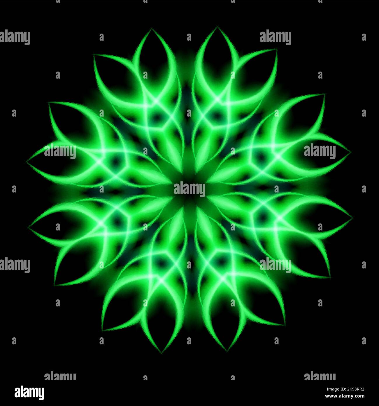 Neon element round shape green on a black background Stock Vector