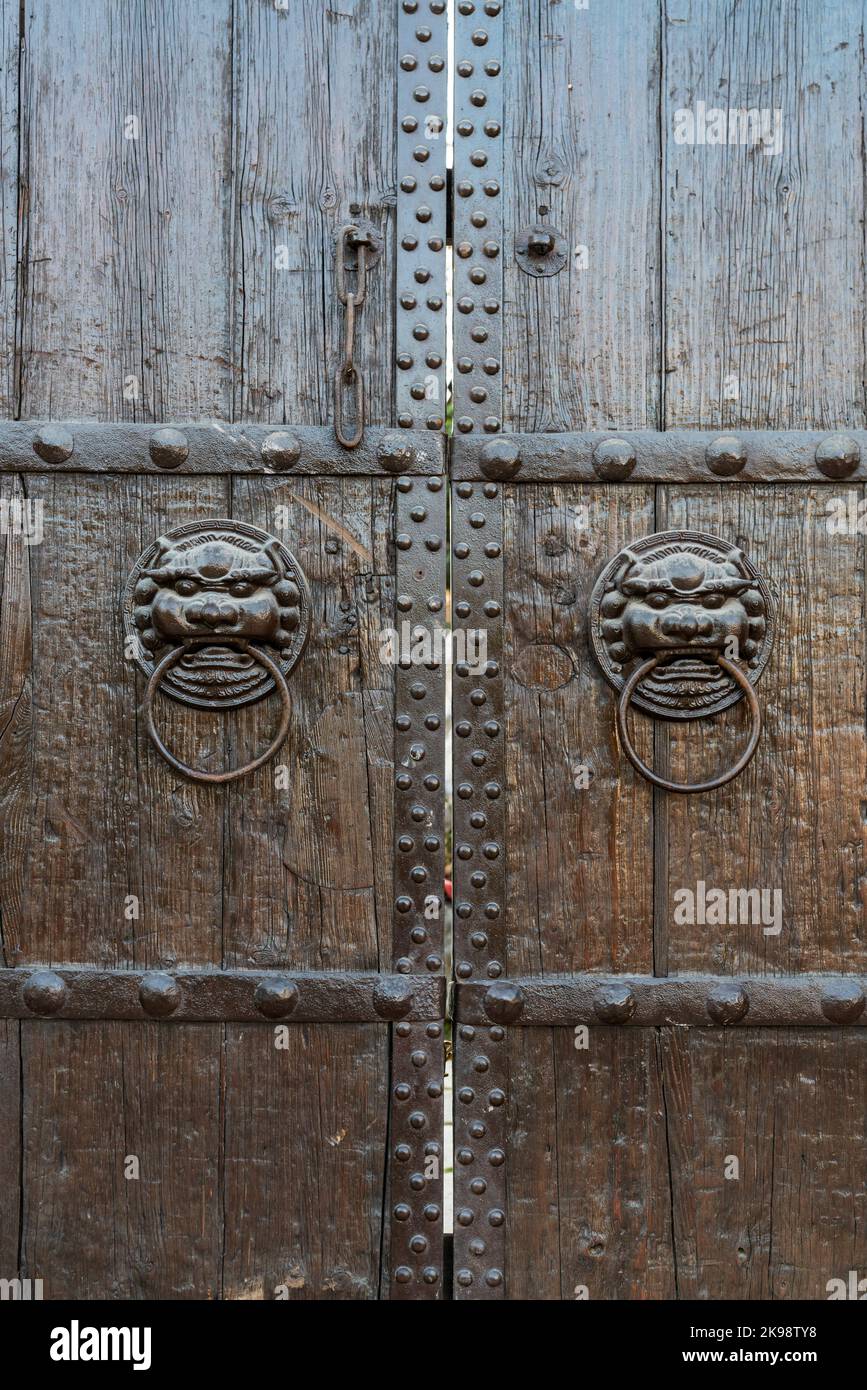 chinese Lion type door knocker Stock Photo
